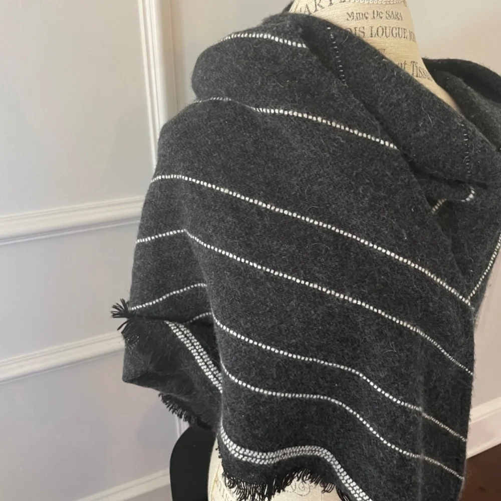 Dark grey gray charcoal with stripes scarf